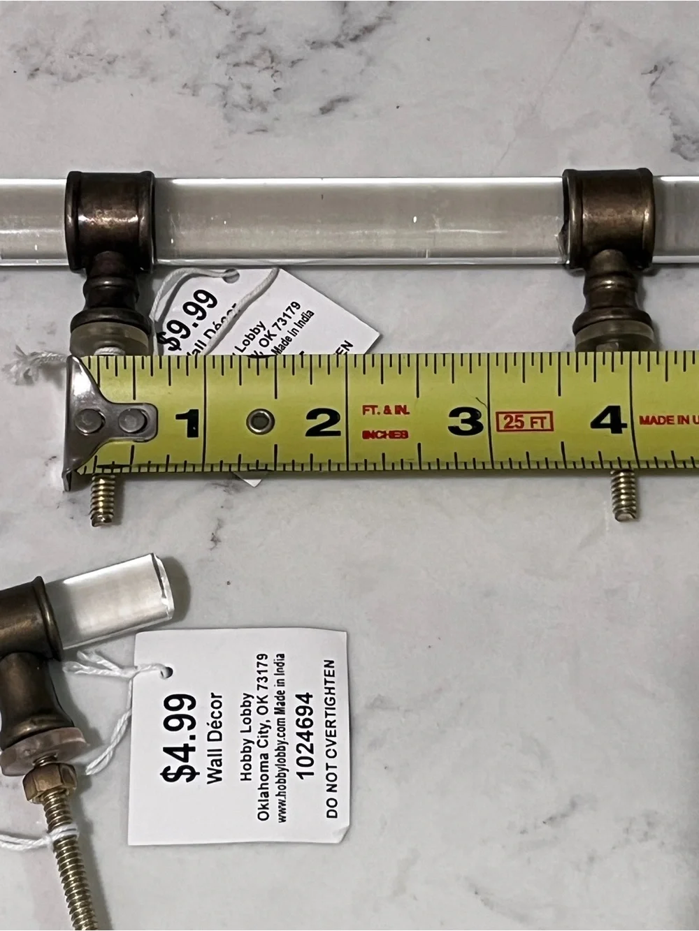 Hobby Lobby Clear Glass and Antique Brass-Tone Curtain Rod Holders